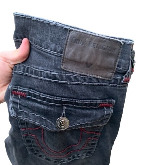 Vintage True Religion Jeans Size 34 RICKY Gray Red Stitch - Picture 5 of 10